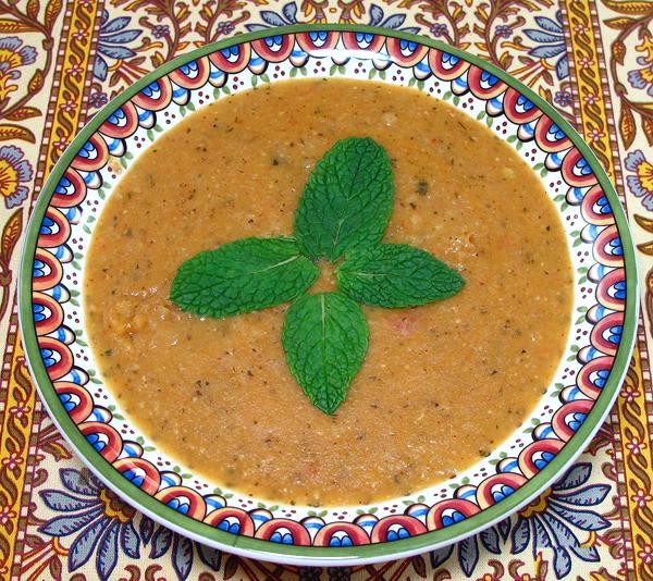 Bowl of Red Lentil & Mint Soup