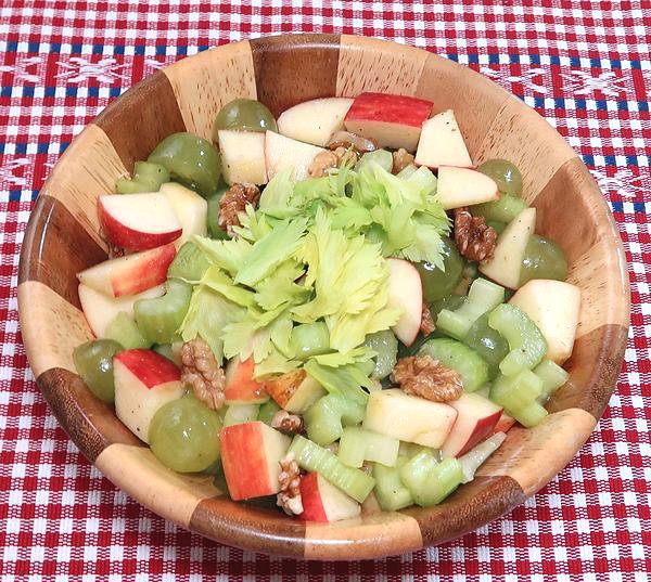 Dish of Celery Apple Walnut Salad