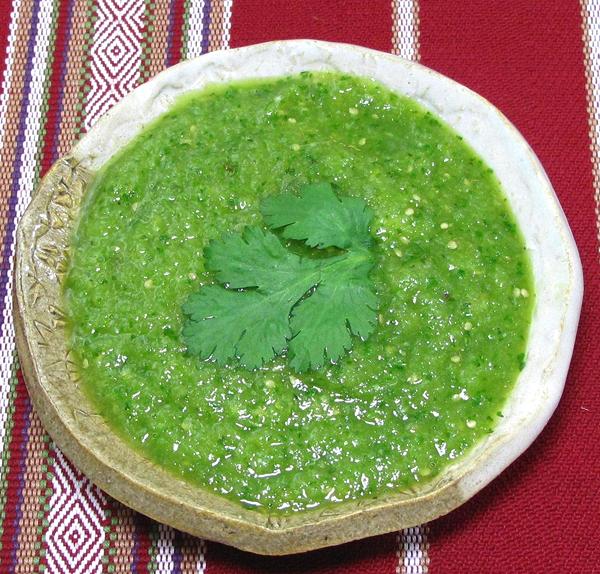 Small Bowl of Tomatillo Sauce, Semi-Cooked