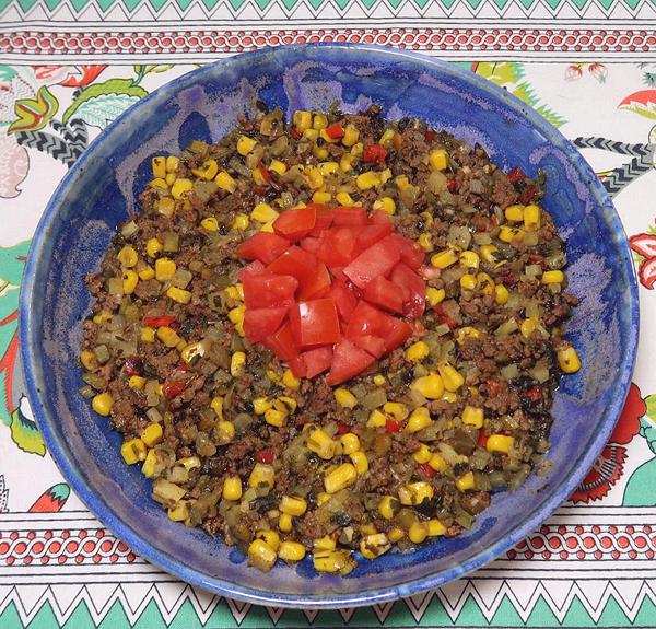Dish of Ground Beef, Corn, & Chayote