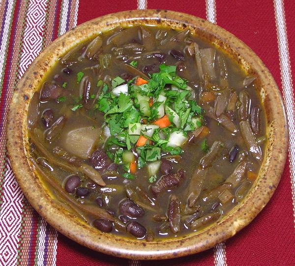 Bowl of Bean Soup with Pitos