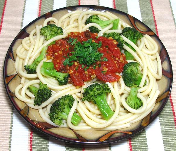 Dish of Bucatini with Broccoli