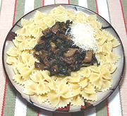 Dish of Pasta with Spinach & Mushrooms