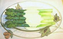 Dish of Asparagus with Aioli Dressing