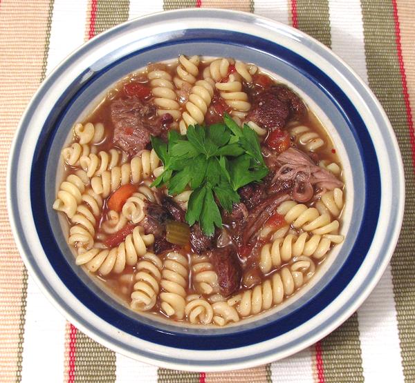 Bowl of Lamb Stew with Pasta