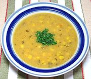 Bowl of Potato Bean Soup with Corn