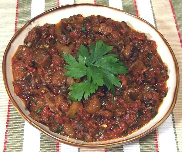 Dish of Eggplant with Tomatoes & Capers