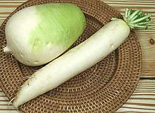 Whole long and short Daikon Radishes