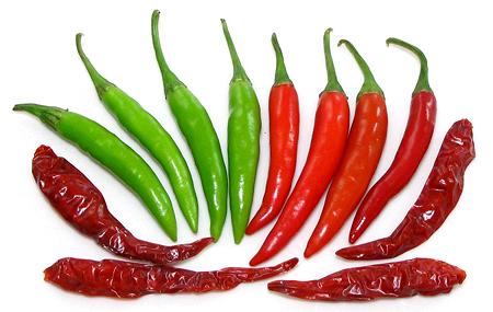 Red, Green, Fresh, Dried Thai Chilis