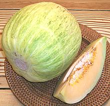 Whole and Cut Crenshaw Melon