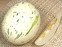 Whole and Cut Ivory Gaya Melon