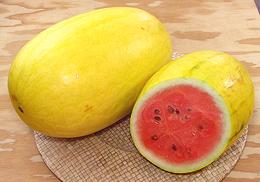 Whole and Cut Yellow Skin Watermelon