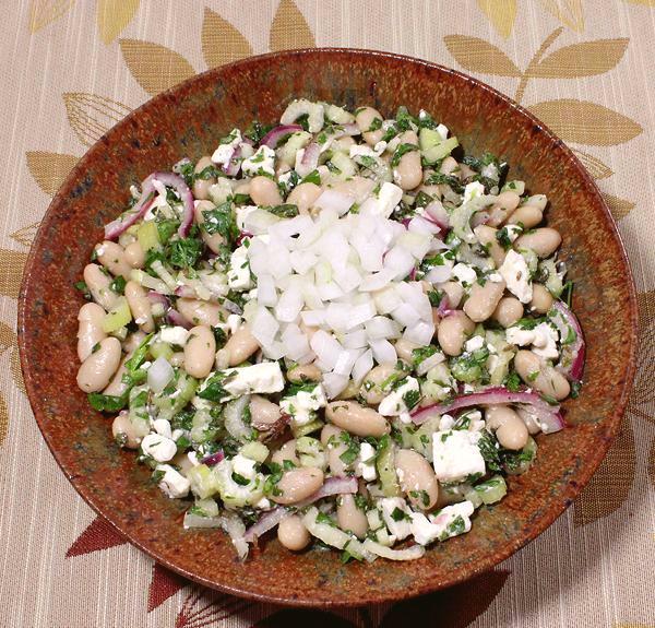 Dish of Celery White Bean Salad