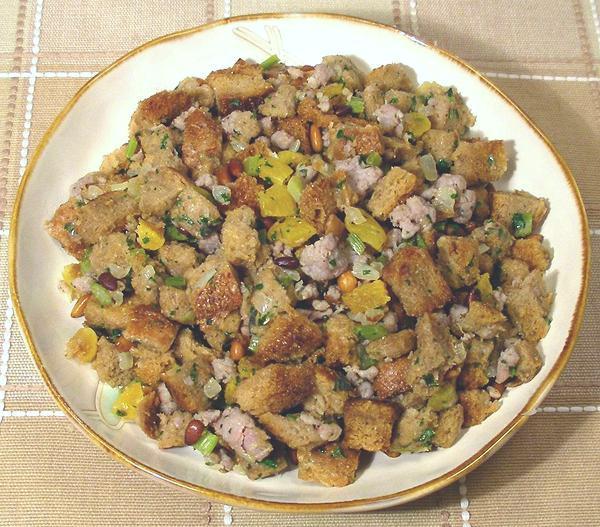 Dish of Sausage Apricot Stuffing