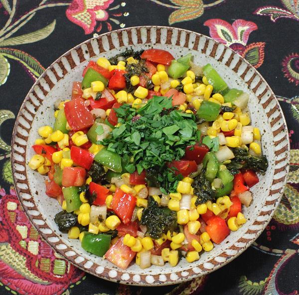 Dish of Corn & Kale Salad