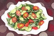 Dish of Cucumber & Purslane Salad