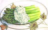 Dish of Asparagus with Mimosa Sauce