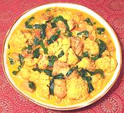 Dish of Chicken Cauliflower Curry