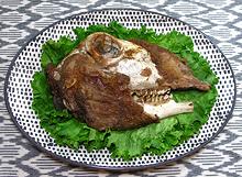 Steamed Lamb Head on Platter