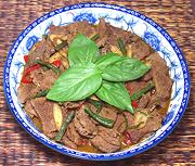 Dish of Beef with Krachai & Red Curry Paste