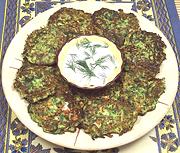 Dish of Zucchini Patties with White Cheese