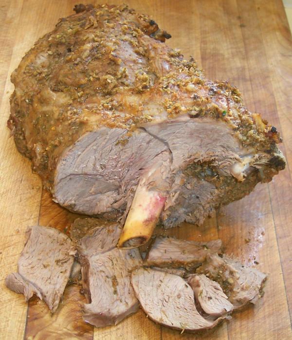 Leg of Lamb on Cutting Board