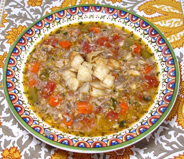 Bowl of Fish & Vegetable Soup