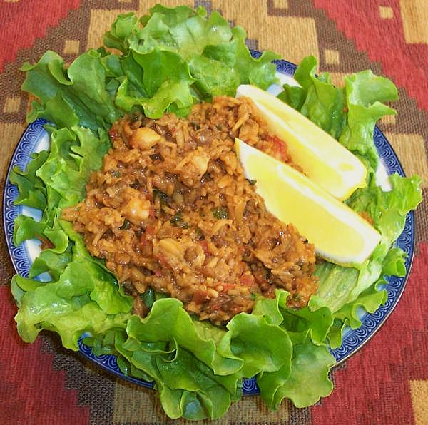 Dish of Pilaf with Chick Peas and Lentils