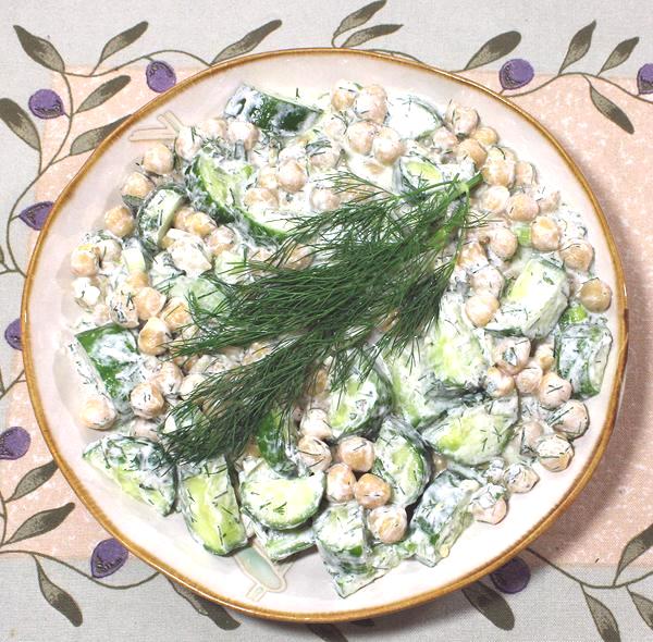 Dish of Chickpea Tzatziki Salad