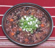 Bowl of Black Bean and Barley Soup