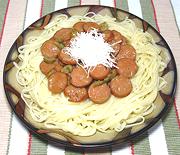 Dish of Pasta with Frankfurter Olive Sauce