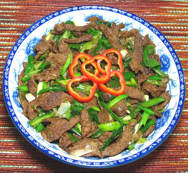 Dish of Beef & Scallions