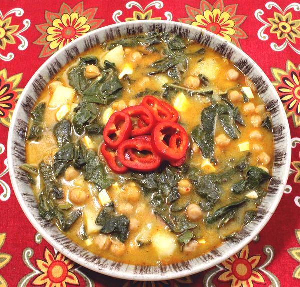 Bowl of Chickpeas with Chard, Potatoes