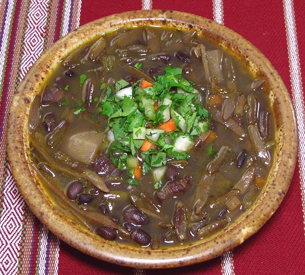 Bowl of Bean Soup with Pitos